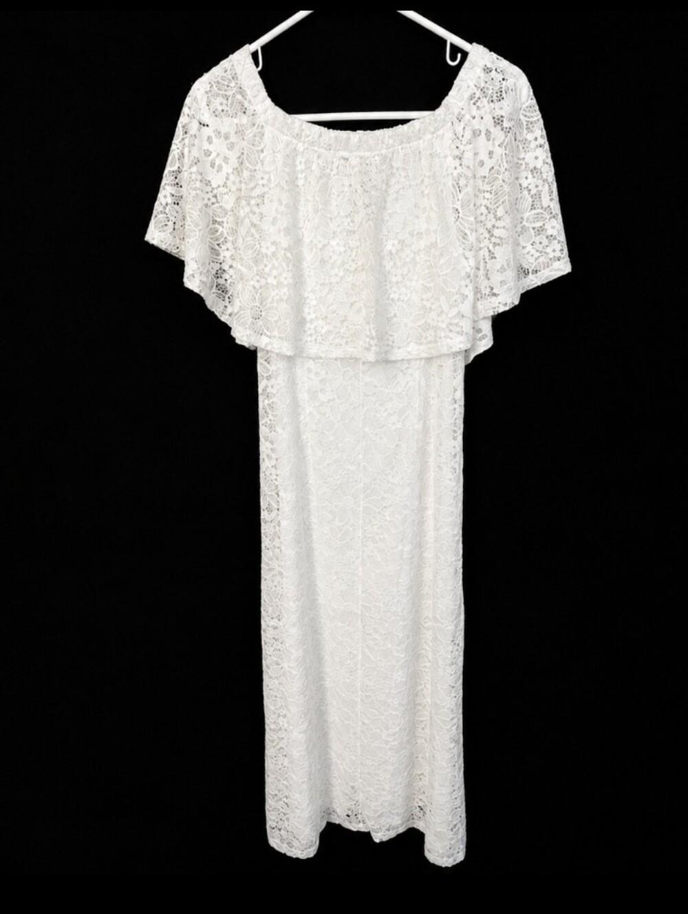 Chelsea Taylor Elegant White Lace Midi Dress Small (5921)